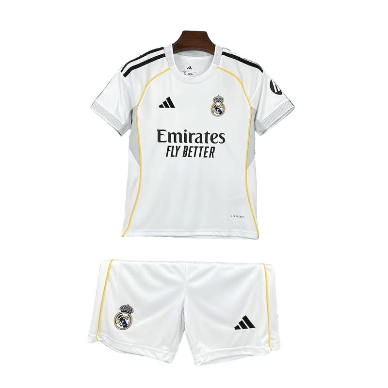 Conjunto Infantil Real Madrid home branco 2025/26