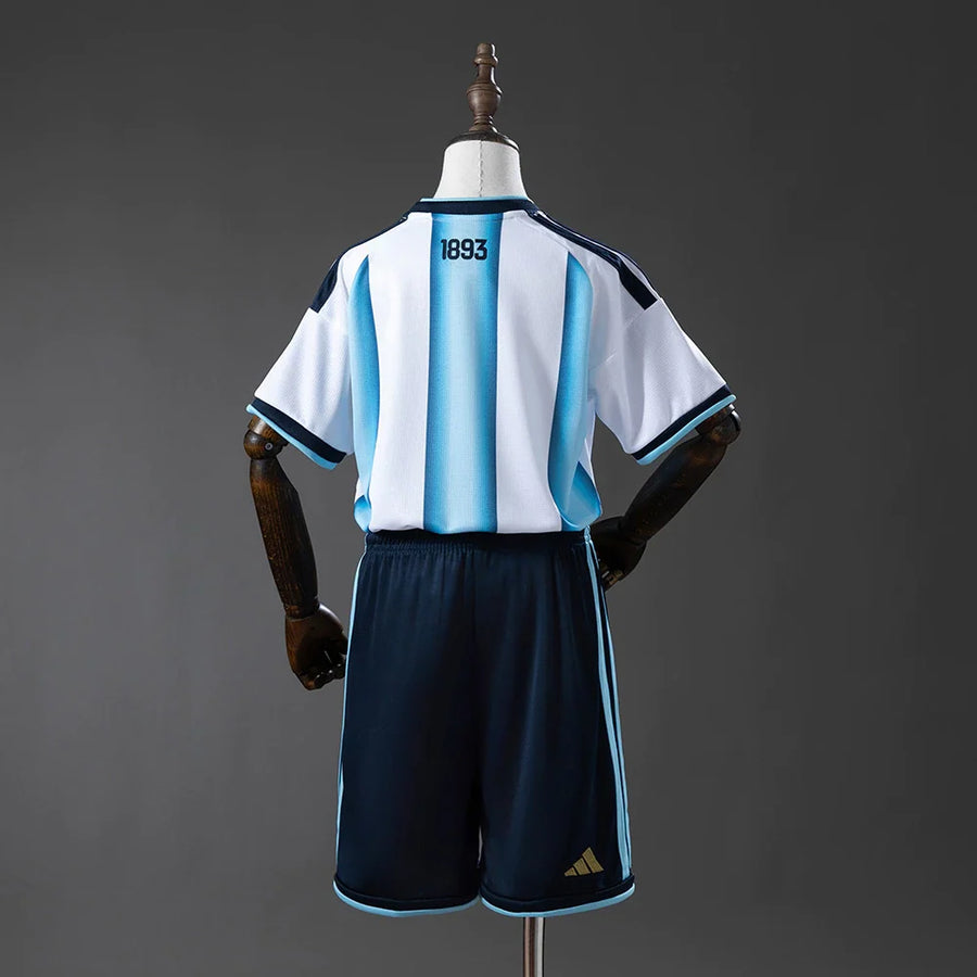 Conjunto infantil Seleção Argentina principal azul/branca MUNDIAL 2026