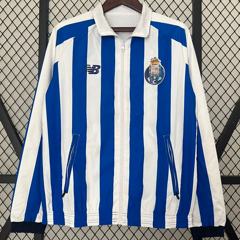 Casaco dupla face azul e branco 2025/26 fecho completo