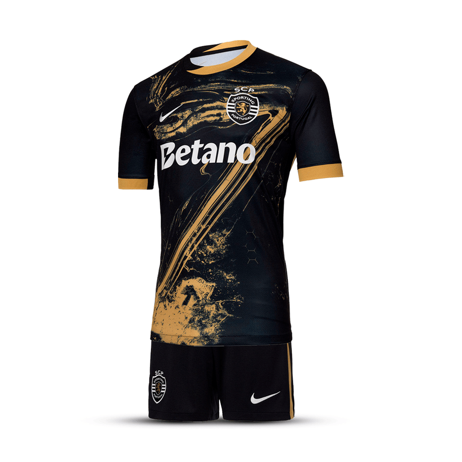 Conjunto infantil “7” terceiro equipamento 2024/25 - preto e dourado