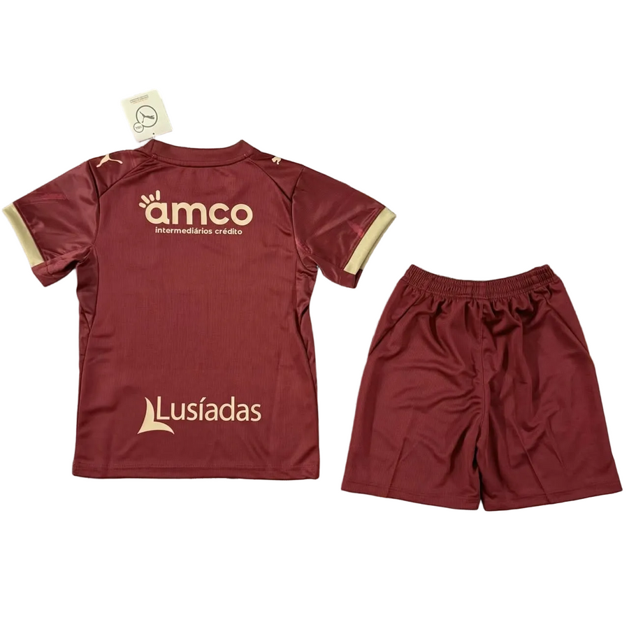 Conjunto infantil SC Braga alternativa bordô 2026/27