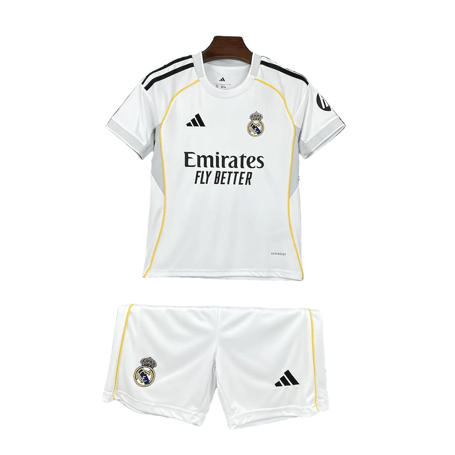 Conjunto Infantil Real Madrid home branco 2025/26