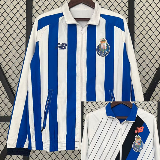 Casaco dupla face azul e branco 2025/26 fecho completo