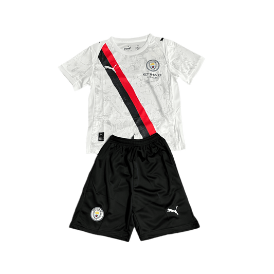 Conjunto Infantil Manchester City away 2025/26 branco