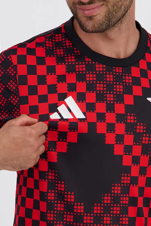 Camisola pré jogo vermelho/preto 2025/26