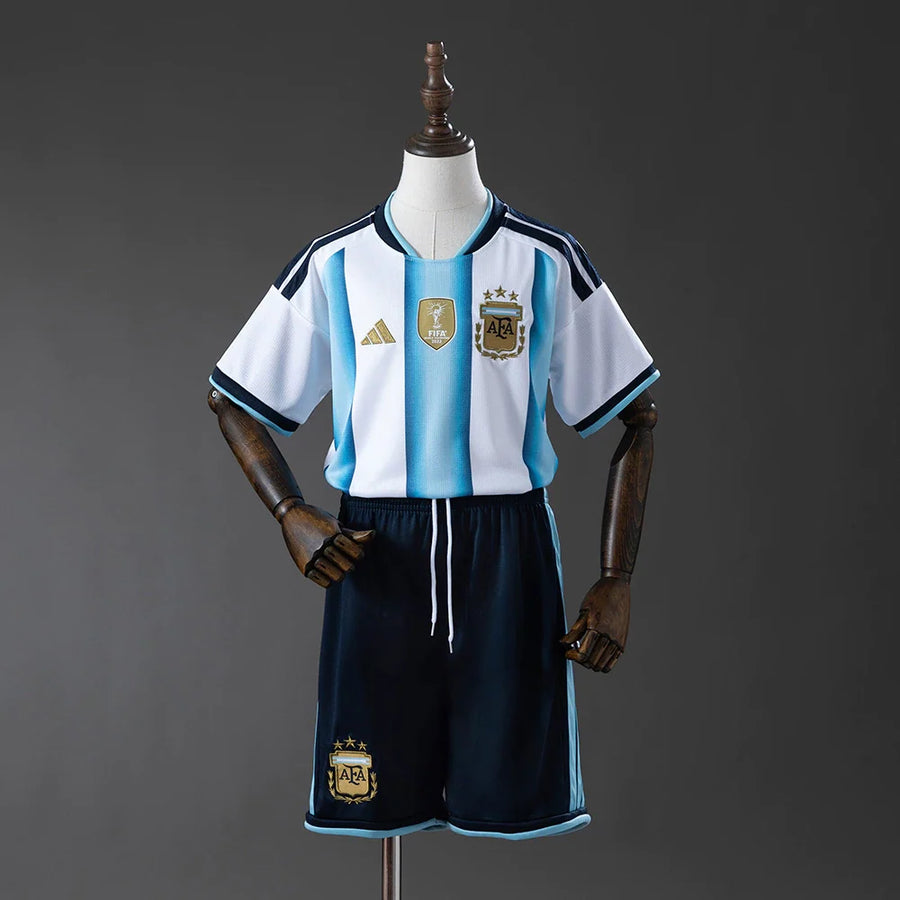 Conjunto infantil Seleção Argentina principal azul/branca MUNDIAL 2026