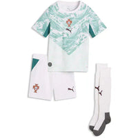 Conjunto infantil COM MEIAS Seleção de Portugal alternativo verde - calção branco COPA DO MUNDO 2026 - azul