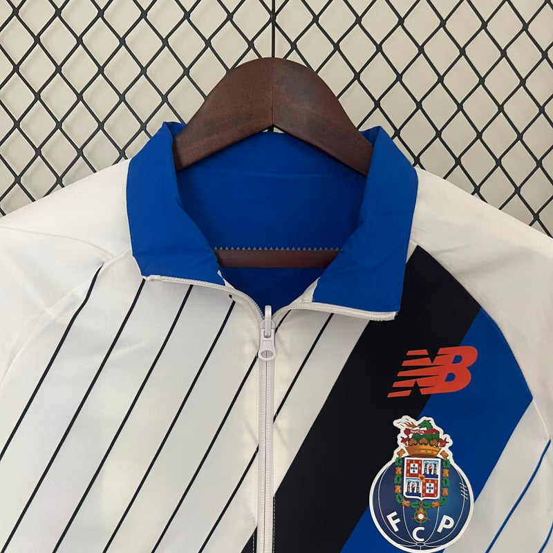 Casaco dupla face azul e branco 2025/26 fecho completo
