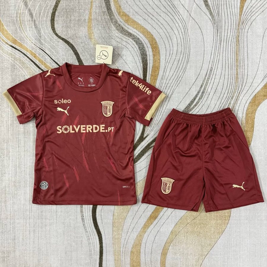 Conjunto infantil SC Braga alternativa bordô 2026/27