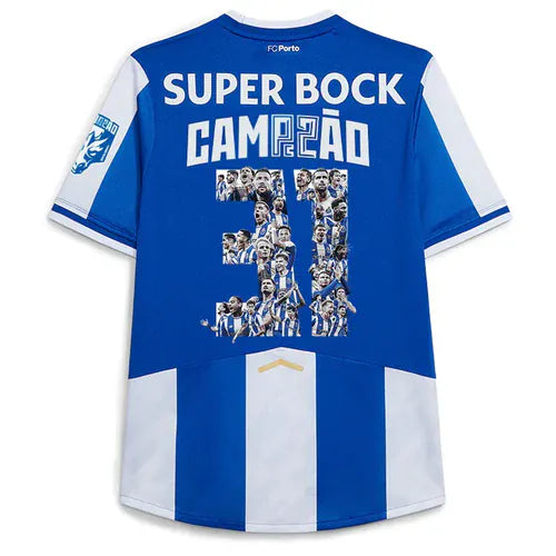 Camisola Porto CAMPEÕES 31 primeiro equipamento azul e branco 2025/26