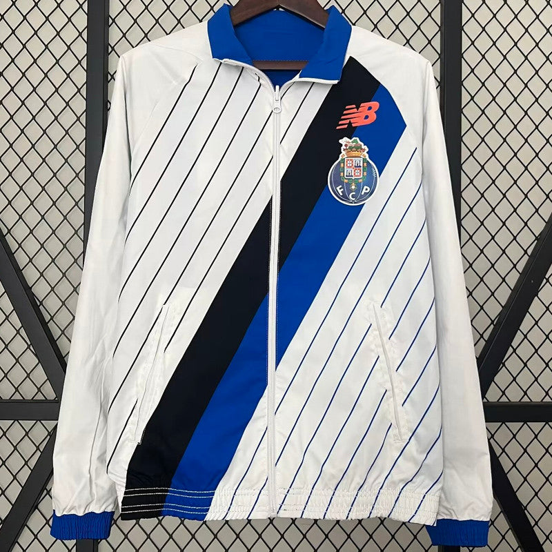 Casaco dupla face azul e branco 2025/26 fecho completo