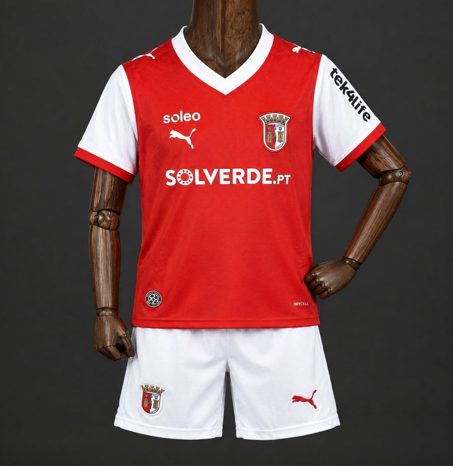 Conjunto infantil SC Braga principal vermelho 2026/27